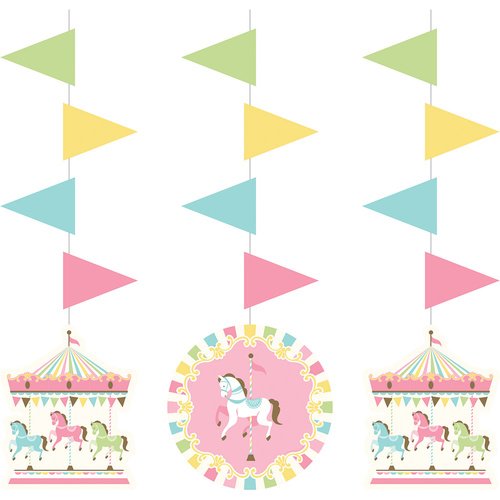 Carousel Party Supplies Hanging Cutouts 3 pack