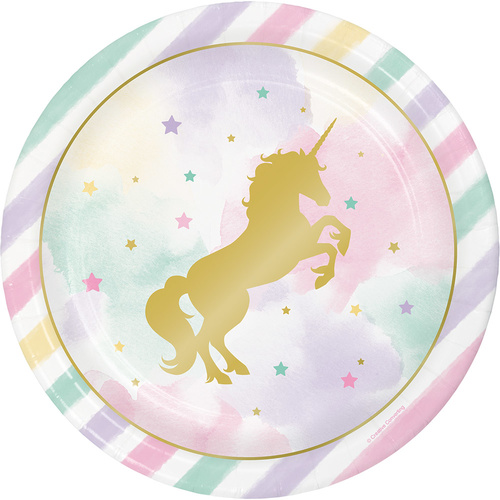 Unicorn Sparkle Party Supplies Dinner Plates 8 Pack