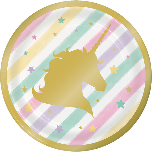Unicorn Sparkle Party Supplies Lunch Desert Cake Plates 8 Pack