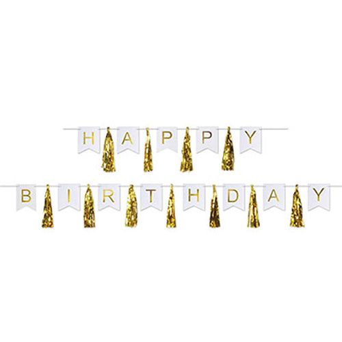 Birthday Party Supplies Happy Birthday Gold Tassel Streamer