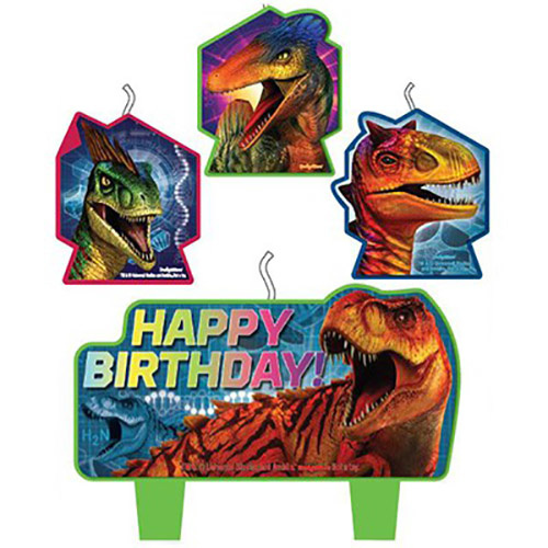Dinosaur Party Supplies Jurassic World Happy Birthday 4 piece Candle Set