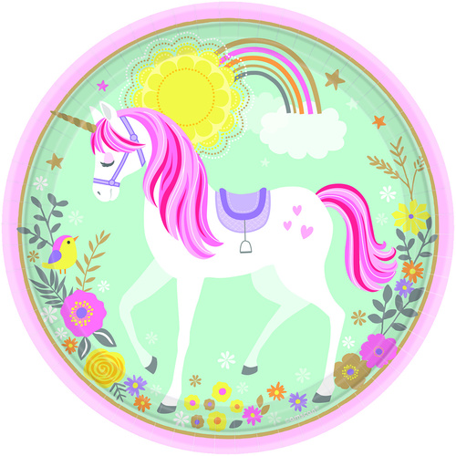 Unicorn Party Supplies Magical Unicorn Dinner Plates Round 8 pack