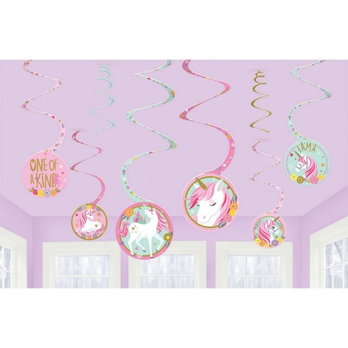 Unicorn Party Supplies Magical Unicorn Spiral Swirl Decorations 8 pack