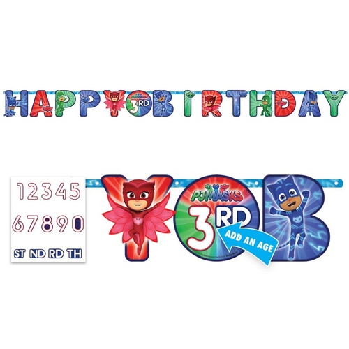 PJ Masks Party Supplies Happy Birthday Jumbo Add-An-Age Letter Banner
