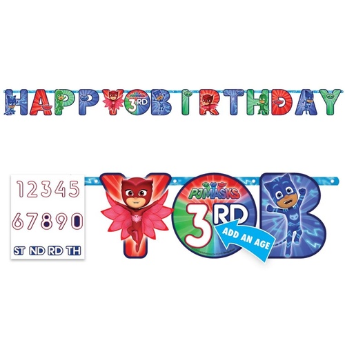 PJ Masks Party Supplies Happy Birthday Jumbo Add-An-Age Letter Banner