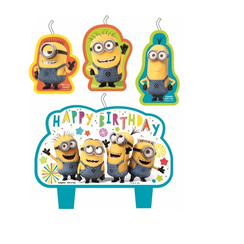 Despicable Me Minions Party Supplies Happy Birthday 4 piece Candle Set 