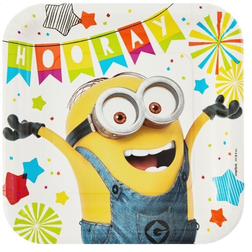 Minions Despicable Me Party Supplies Set of 8 Square Dinner Plates