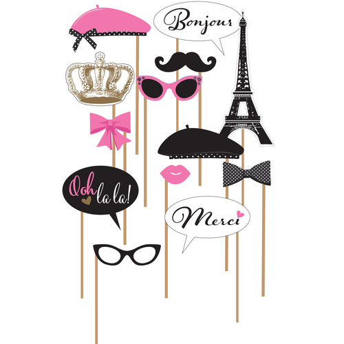 A Day in Paris Party Supplies Photo Booth Props Kit 