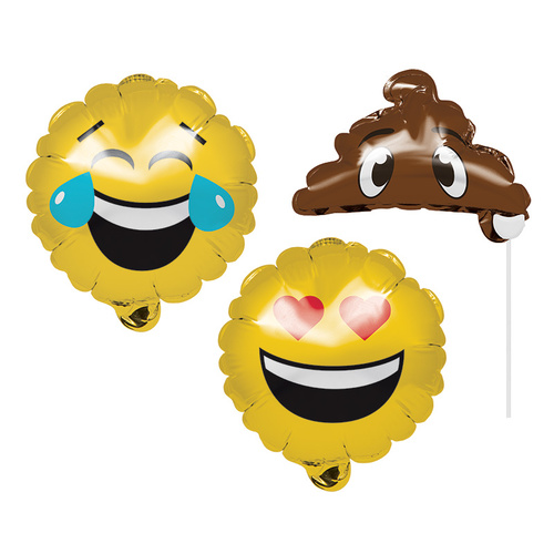 Emoji Party Supplies Photo Prop Foil Balloons 3 Pack