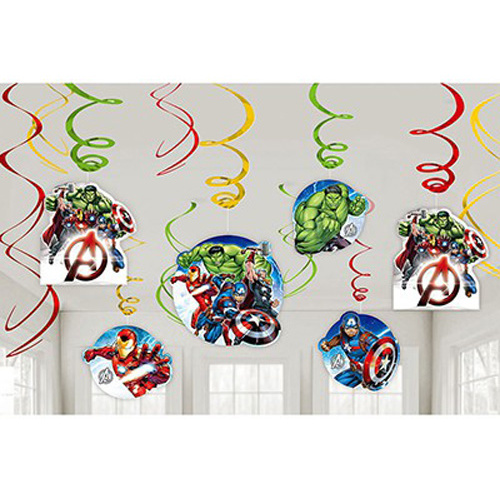 Avengers Party Supplies Epic Hanging Swirls 12 pack Decorations