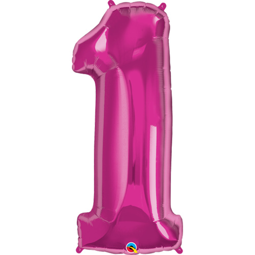 Number 1 Pink Magenta SuperShape Foil Balloon 86cm