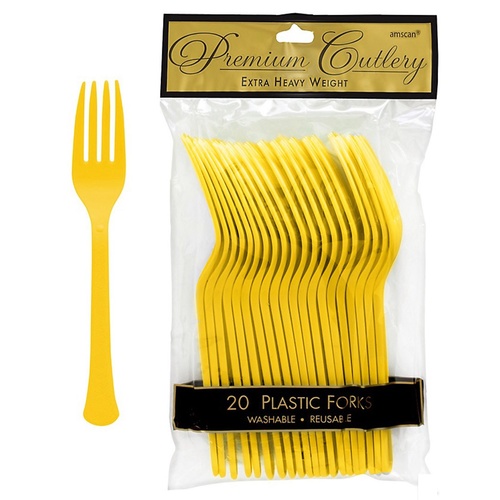 Sunshine Yellow Plastic Forks 20 Pack