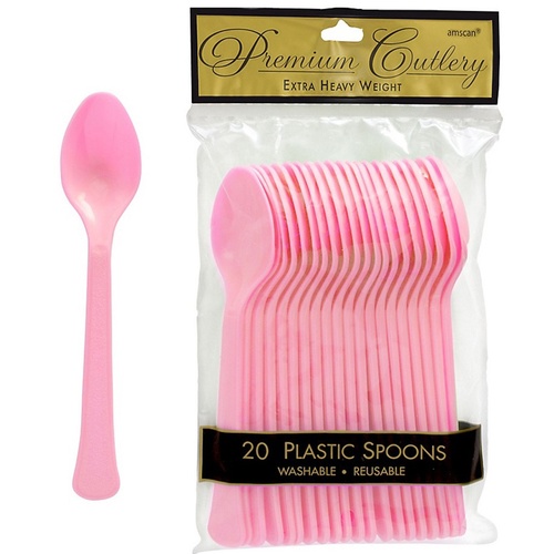 Light Pink Party Supplies Plastic Spoons 20 Pack
