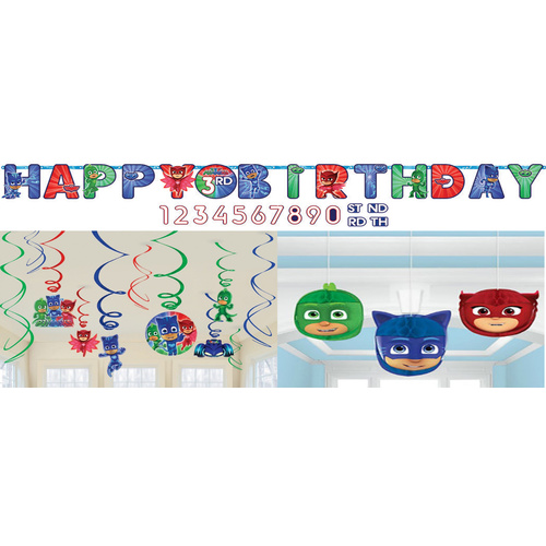 PJ Masks Party Supplies - Hanging Decoration Pack - 3 Pieces