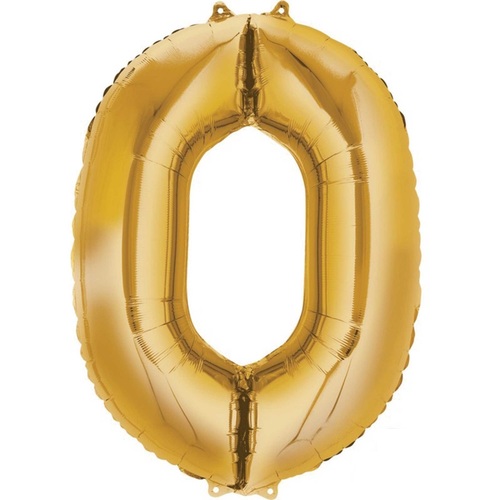 Metallic Gold Number Foil Balloon 86cm Number 0