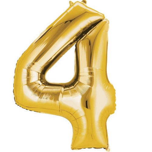 Metallic Gold Number Foil Balloon 86cm Number 4