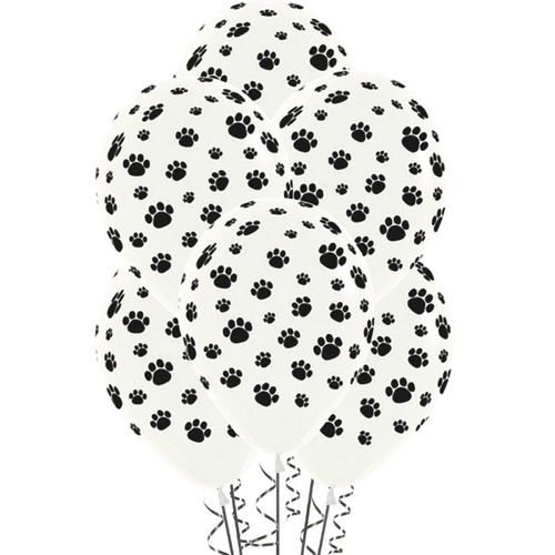 Animal Paw Print Latex Balloons 12 Pack 28cm Approx 