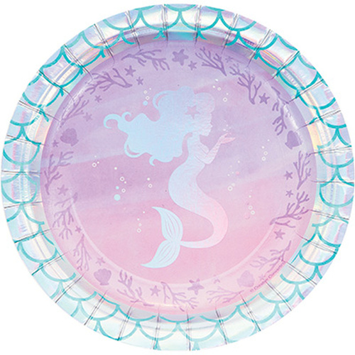 Mermaid Shine Party Supplies Lunch Cake Desert Plates 8 Pack