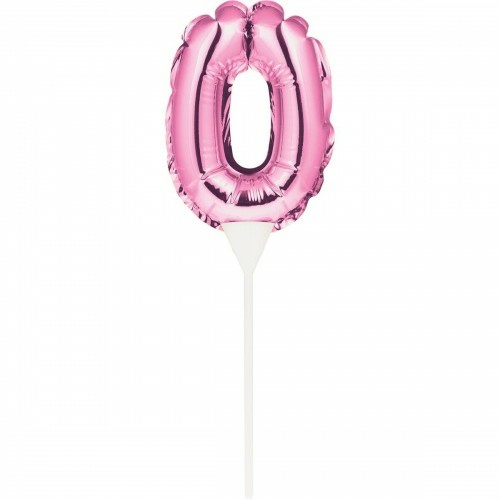 Pink Self-Inflating Number 0 Balloon Cake Topper
