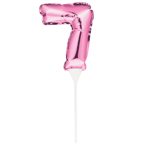 Pink Self-Inflating Number 7 Balloon Cake Topper