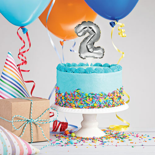 Silver Self-Inflating “2” Balloon Cake Topper