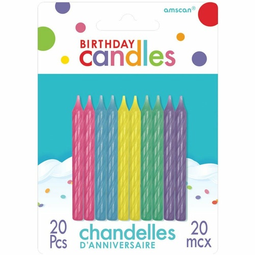 Birthday Party Supplies Spiral Candles Pastel Pink Green Yellow Blue Purple