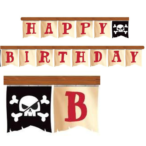 Pirate Treasure Happy Birthday Jointed Banner