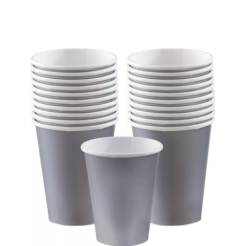 Silver Party Supplies Paper Cups 20 Pack