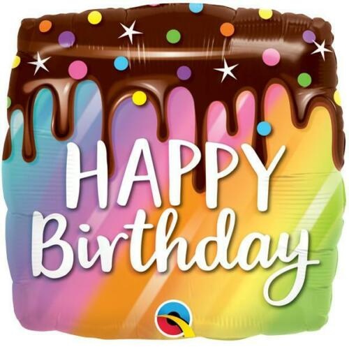 Happy Birthday Drip Cake Foil Balloon 46cm Approx