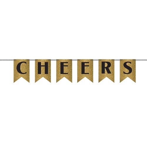 Cheers Glitter Pennant Banner New Years Eve 