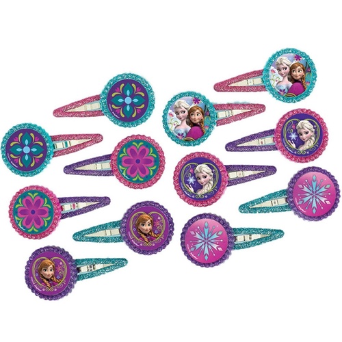 Frozen Glitter Hairclips Anna Elsa 12 Pack 