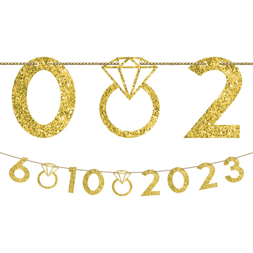 Custom Wedding Number Banner Gold