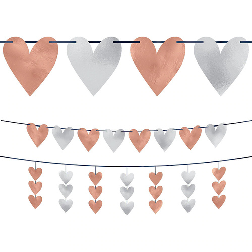 Navy Bride Rose Gold Heart Banners x 2