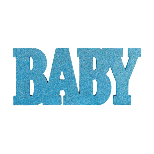Baby Shower Boy Standing MDF Blue Glittered Sign Baby