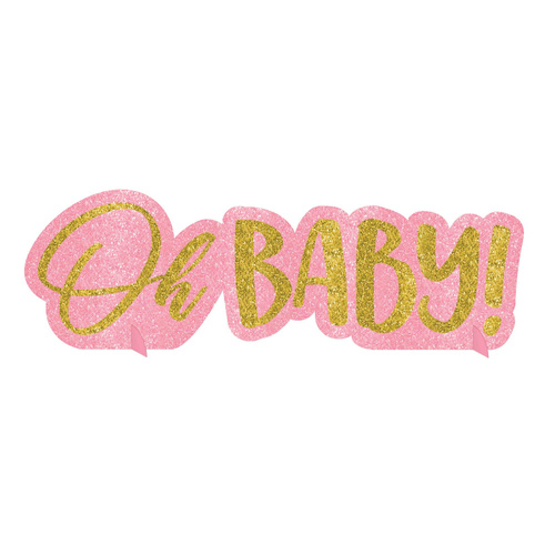 Oh Baby Girl Glittered Centrepiece Table Sign