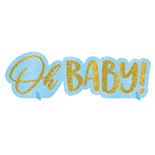 Oh Baby Boy Glittered Centrepiece Table Sign