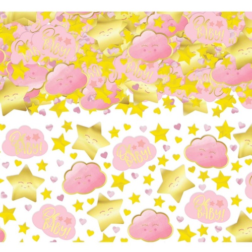 Oh Baby Girl Metallic Gold & Pink Decorating Confetti 