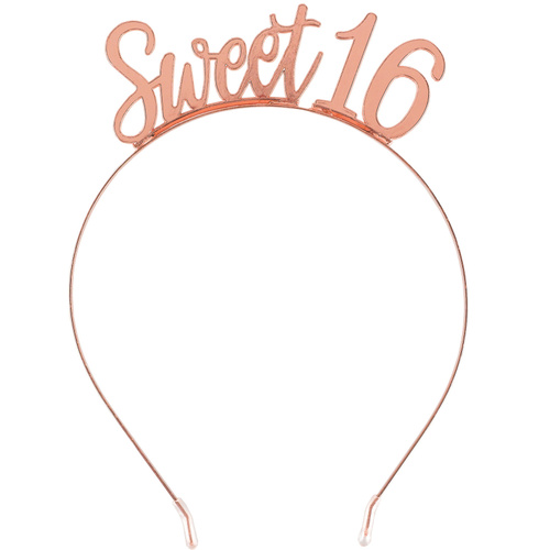 16th Blush Rose Gold Elegant Sweet 16 Sixteen Metal Headband