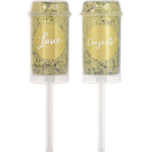 Wedding Push Up Confetti Poppers Gold x2 Pack