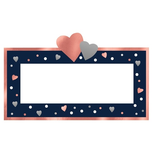 Navy Bride Rose Gold & Navy Blue Place Cards with Hearts 25 Pack