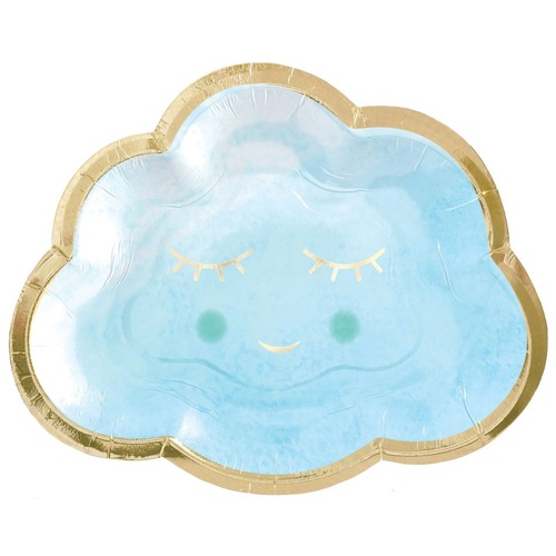 Oh Baby Boy Happy Cloud Shaped Plates Metallic 8 Pack