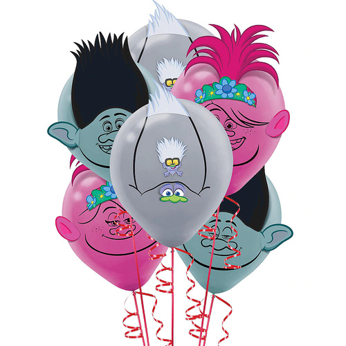Trolls World Tour 6 Pack Latex Balloons Decorating Kit
