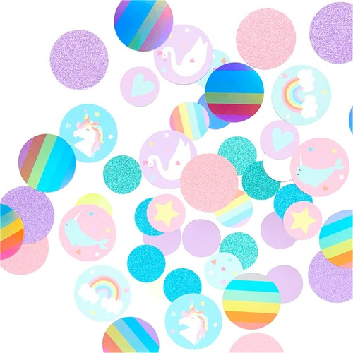 Magical Rainbow Birthday Giant Glittered Confetti 48 Pieces