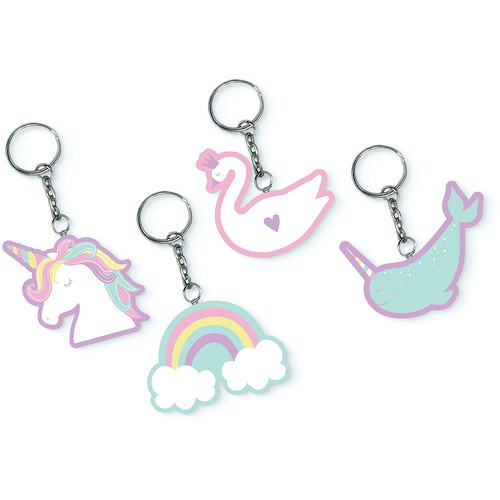 Magical Rainbow Unicorn Birthday Keychain Favors x 8 Pack