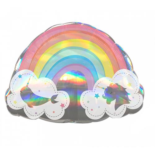 Magical Rainbow SuperShape Holographic Balloon 71cm x 50cm Approx