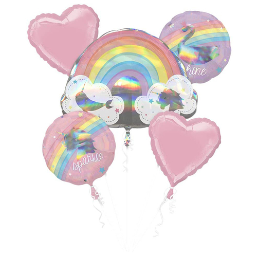 Magical Rainbow Unicorn Sparkle Balloon Bouquet 5 Balloons