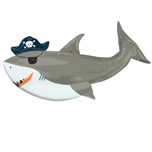 Pirate Shark Ahoy Birthday SuperShape Shark XL Foil Balloon