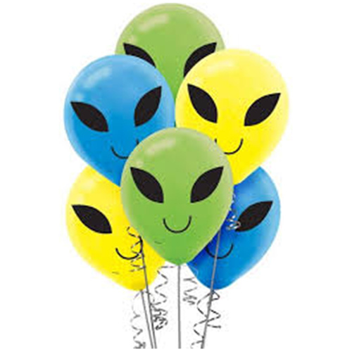 Space Alien Blast Off Birthday 30cm Printed Latex Balloons 15 Pack