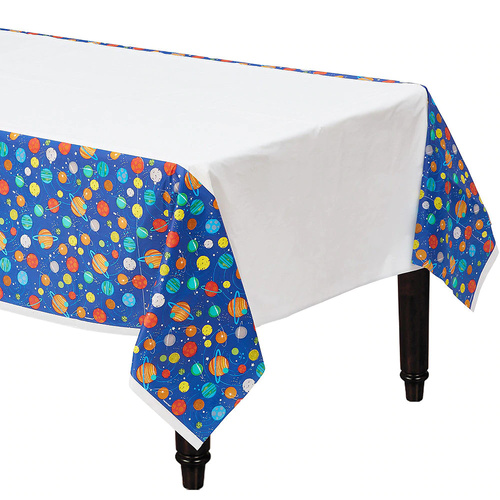 Space Blast Off Planets Birthday Plastic Tablecover Rectangle