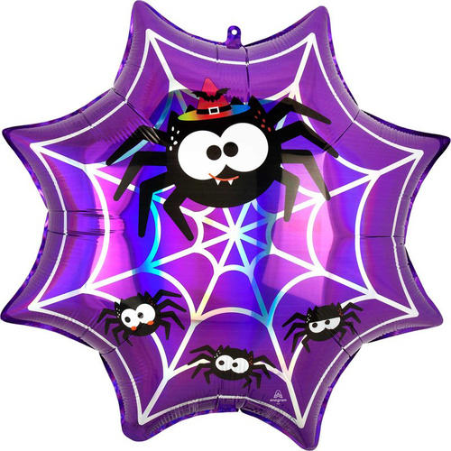 Halloween Iridescent Spiderweb & Spiders SuperShape Foil Balloon